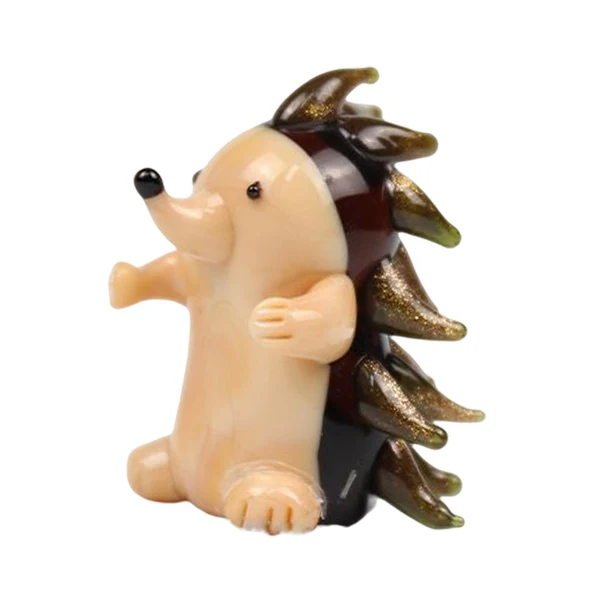 Prestigious Maxbell Hedgehog Statue Glass Blown Ornament Animal Figurines Ornament for Patio Convenient