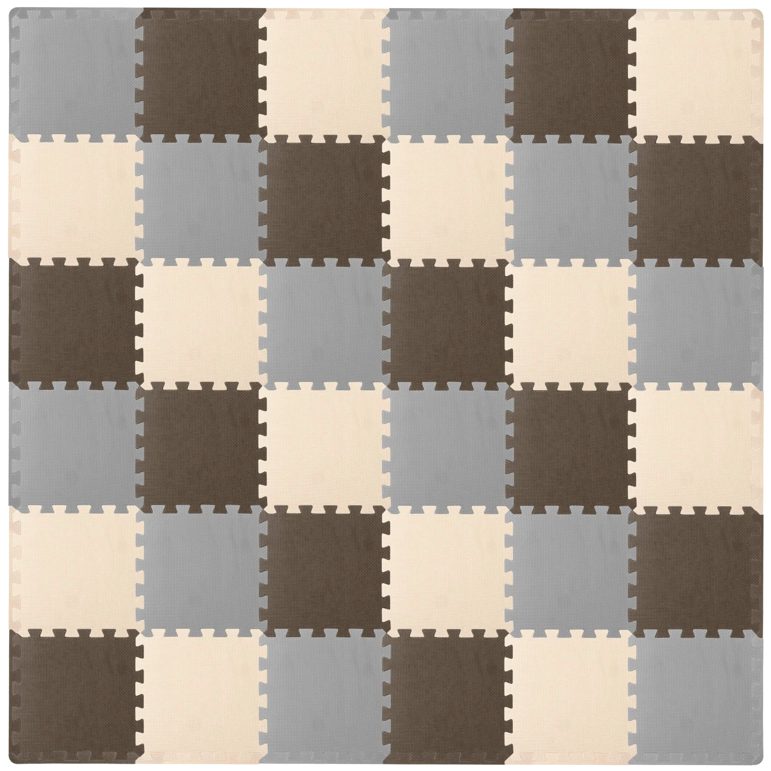 Responsible ProSource Foam Puzzle Floor Play Mat for Kids and Babies with Solid Colors 36 or 16 Interlocking Tiles with Borders Brown Beige Grey Long-Lasting