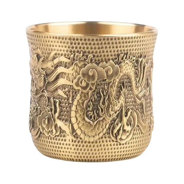 Verified Maxbell Vintage Brass Cup Drinking Glass Engraved Gifts Classical Crafts for Bar Dependable