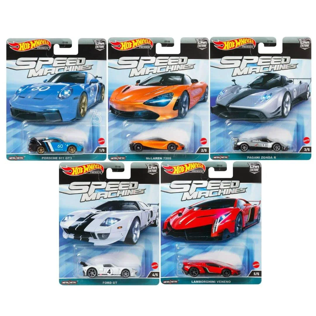 Official Hot Wheels Car Culture 2023 Speed Machines Complete Bundle of 5 Diecast Vehicles from FPY86-959A Release Recyclable