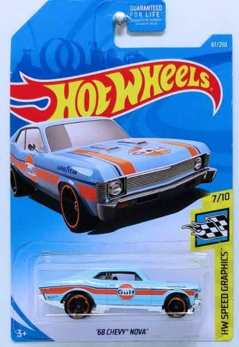 Selected Hot Wheels 1 64 Scale Speed Graphics 7 10 Blue '68 Chevy Nova 67 250 Soft