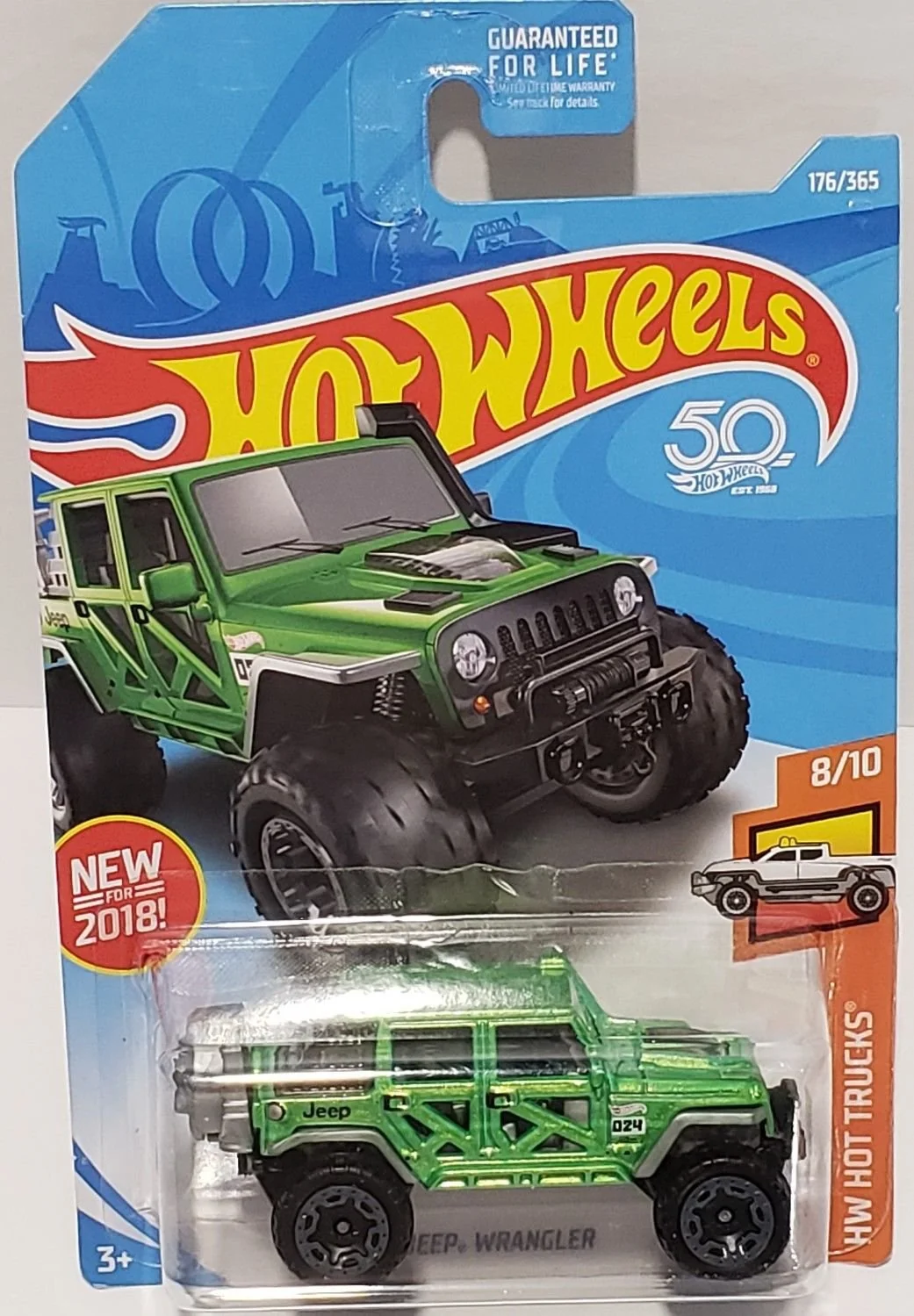 High-Performance Hot Wheels 2018 50th Anniversary HW Hot Trucks '17 Jeep Wrangler 176 365 Green Sustainable