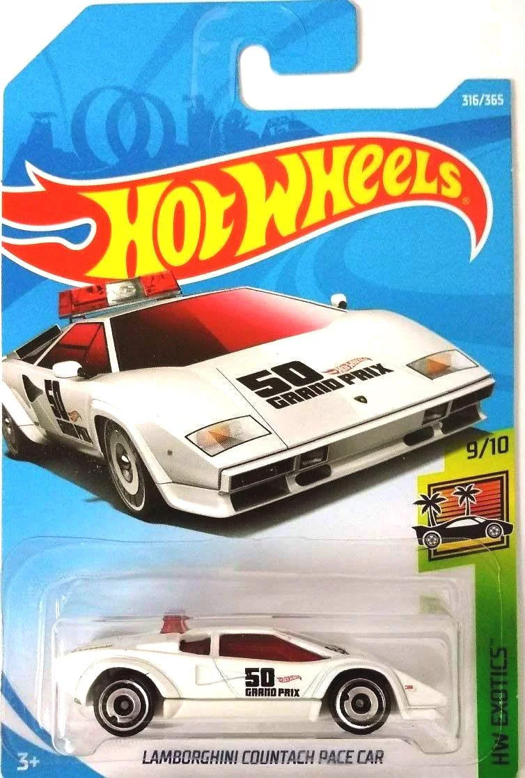 Soft Hot Wheels 2018 HW Exotics Lamborghini Countach Pace Car 316 365 White Natural