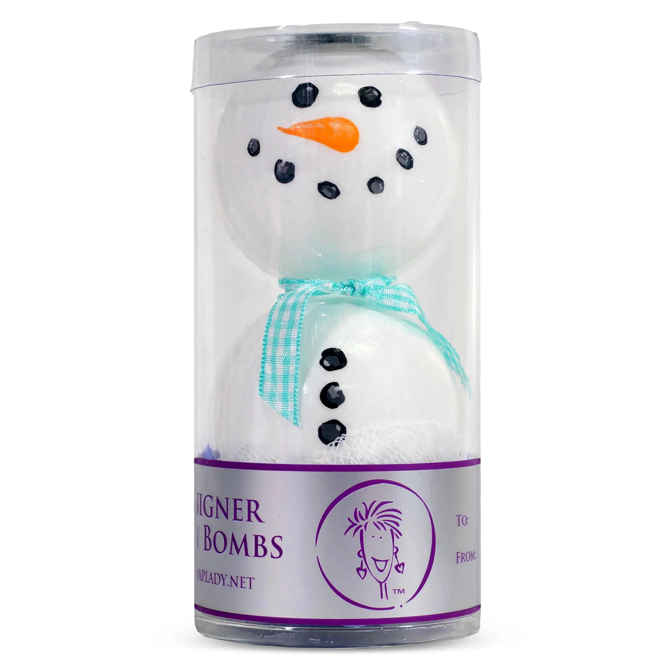 Recyclable The Soap Lady Snowman Bath Bomb Set - Gingham Apple - 2 Count - 5.5oz Each Smooth