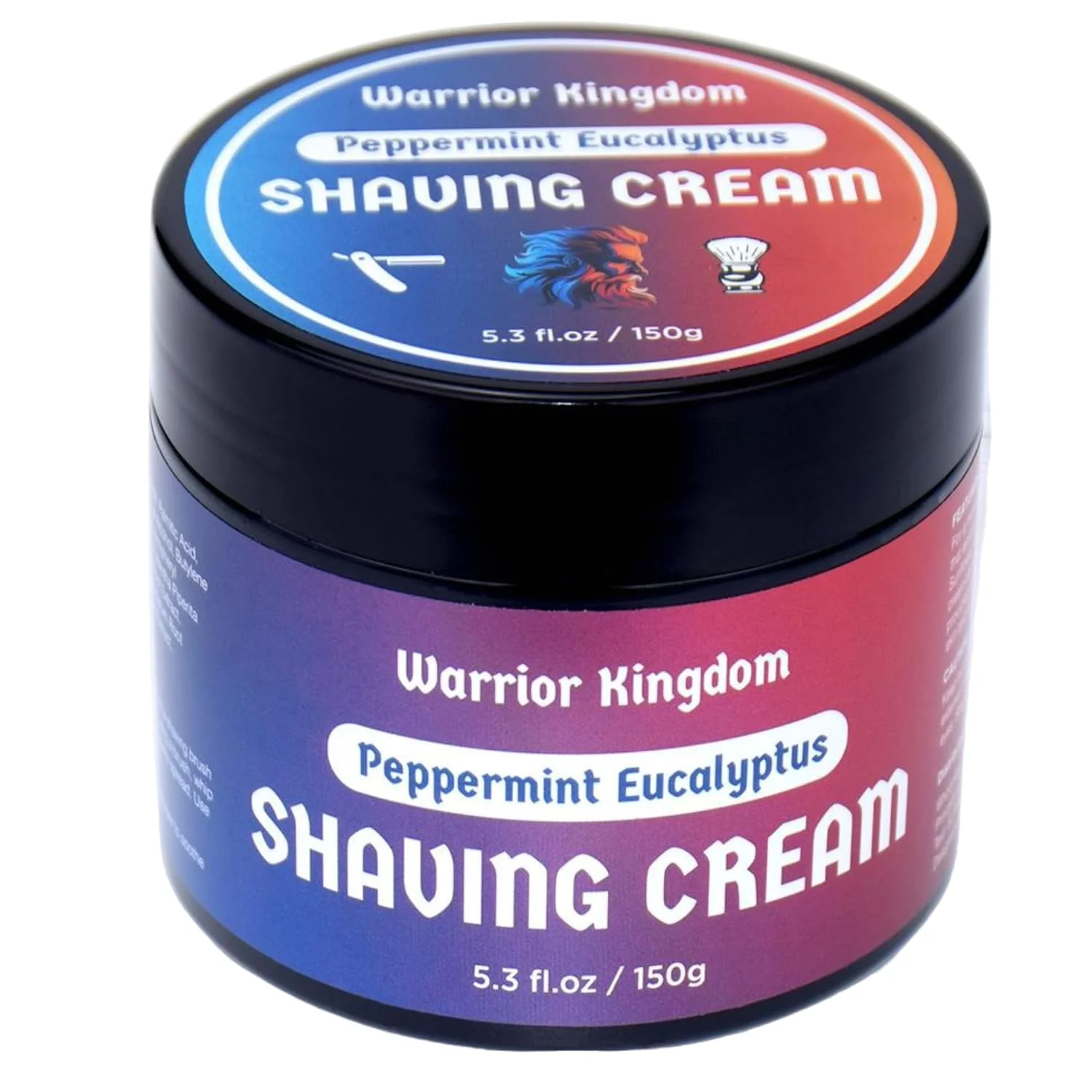 Specialty Warrior Kingdom Shaving Cream - Peppermint Eucalyptus. Refreshing Scent. Rich Creamy Lather for the Smoothest Shave. For face head and body. Gentle… Reusable