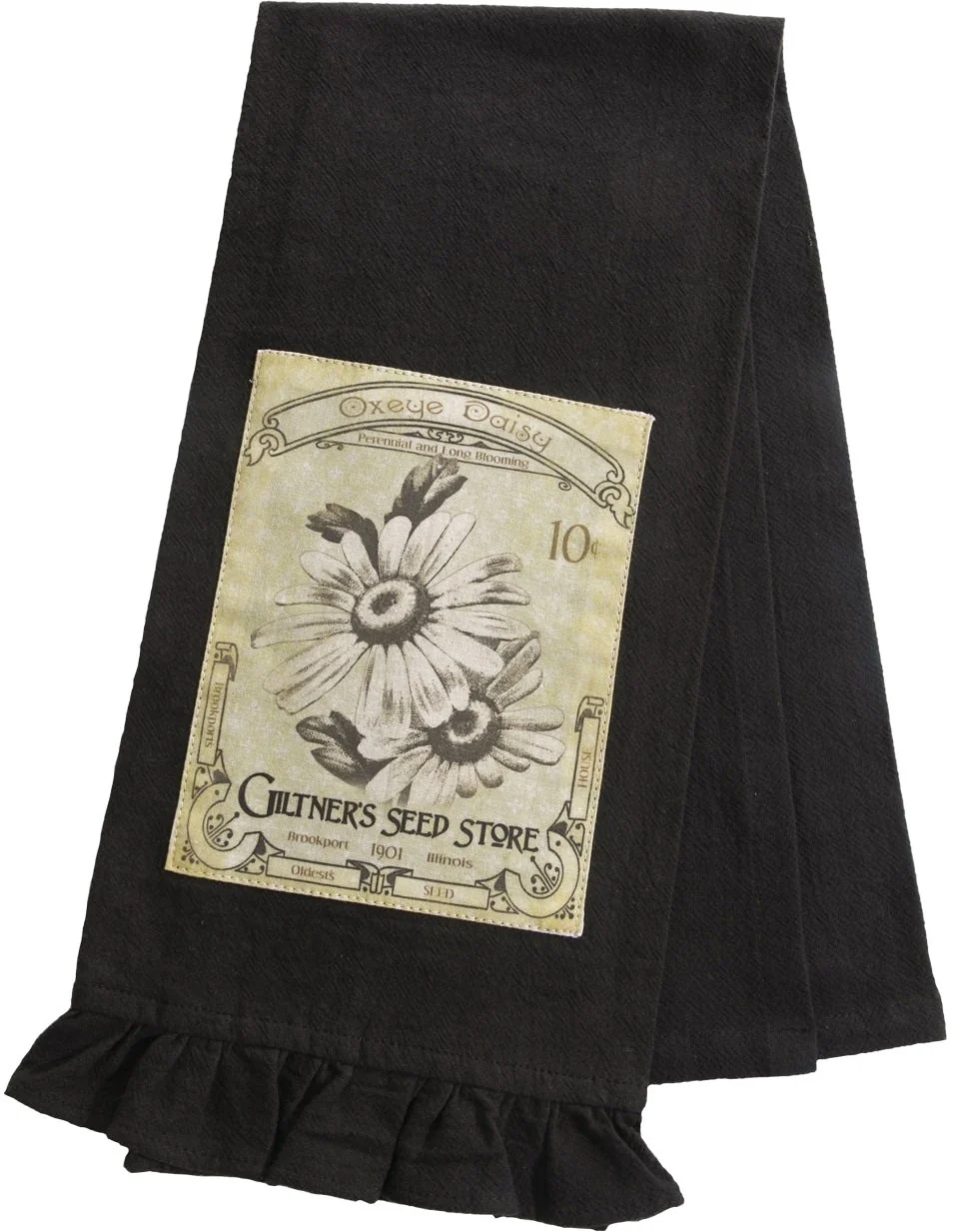 Authentic Heritage Lace VG-008 Vintage Garden 18 X26 Black Tea Towel Vintage Garden 18 X26 Tea Towel Black Premium Material