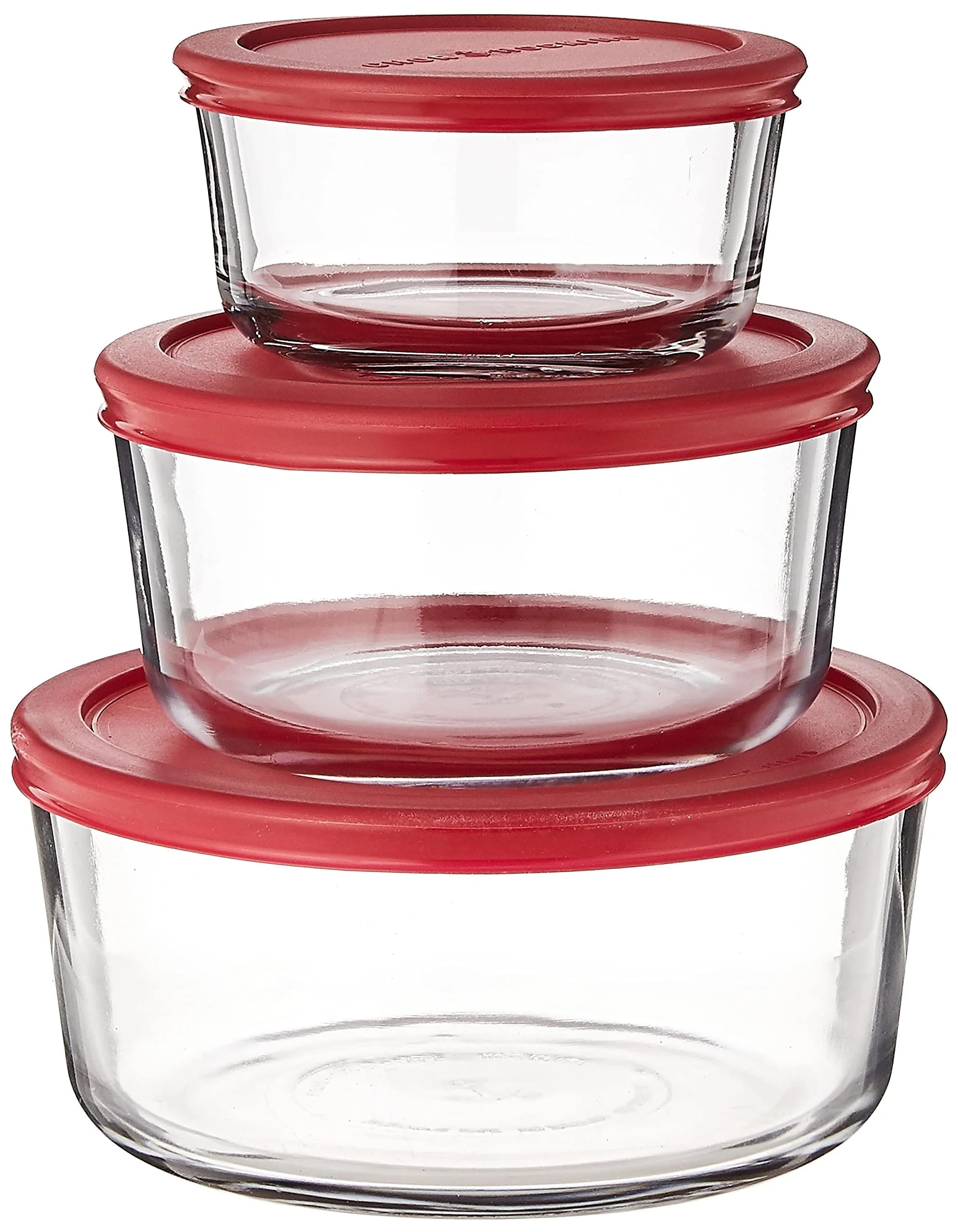 Contemporary Anchor Hocking Classic Glass Food Storage Containers with Lids Red 6-Piece Set Model Number Powerful