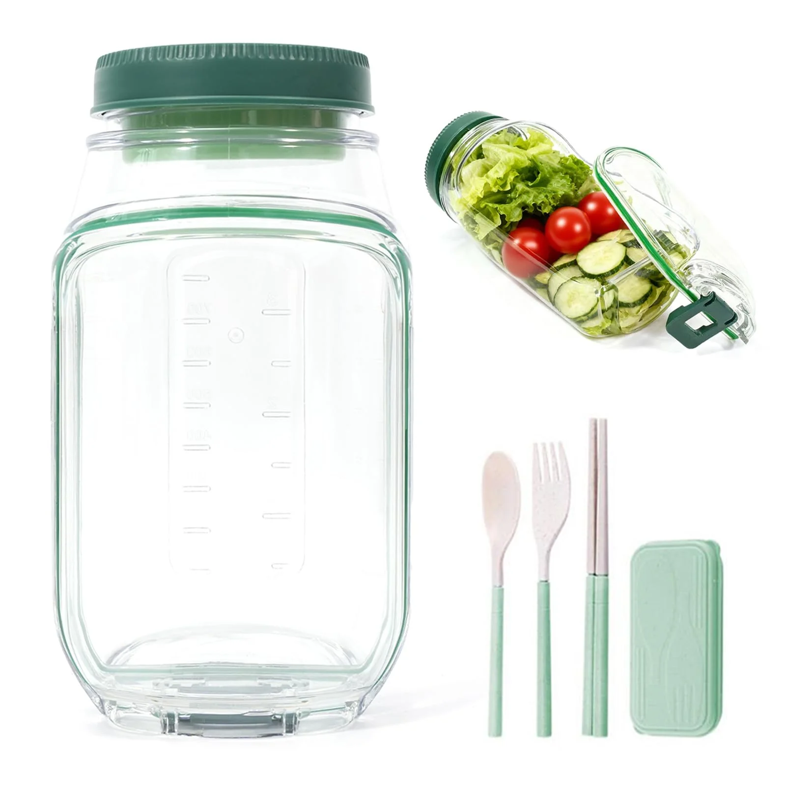 User-Friendly Syekcl 2 Pack Salad Containers with Dressing Cup Leakproof Salad Jars with Side Hatch Portable Food Storage Jars with Lid for Meal Prep Lunch… First-Class