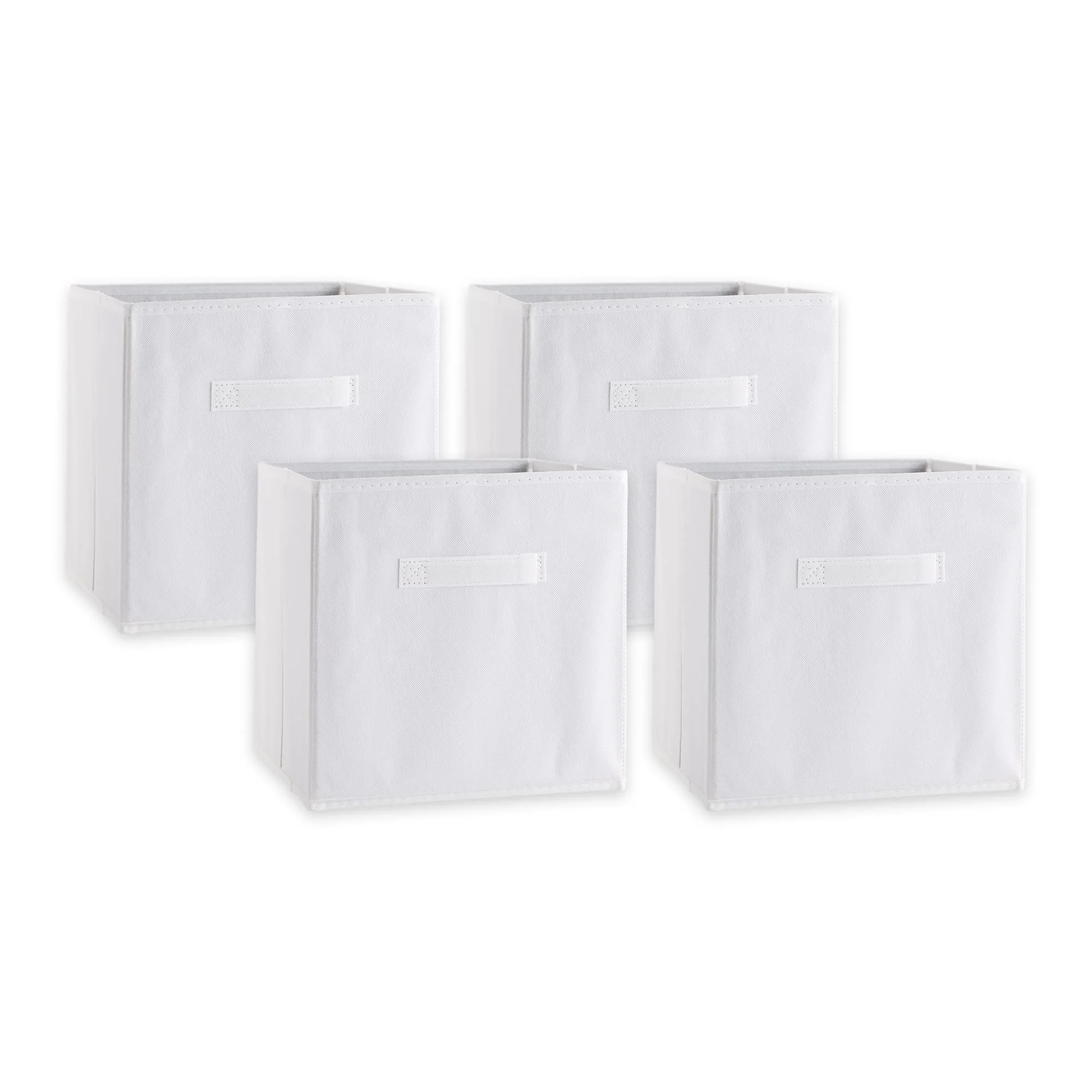 Selected DII Non Woven Fabric Storage Bin Collection Collapsible Organizer Cube Large Set 11x11x11 White 4 Count Effective