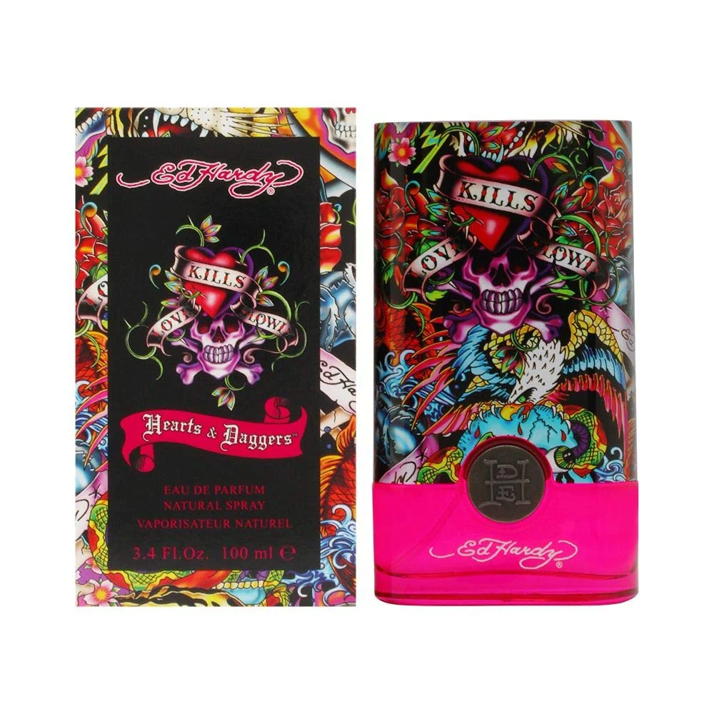Reusable Christian Audigier Hardy Hearts Daggers Eau De Parfum Spray for Women 3.4 Ounce Green