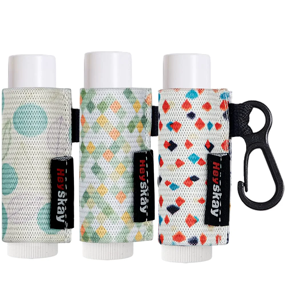 High-Quality HEYSKAY 3pcs Lip Balm Holder Sleeves Keychain Chapstick Lip Gloss Holder Elastic Sleeves Geometric Pattern Next-Generation