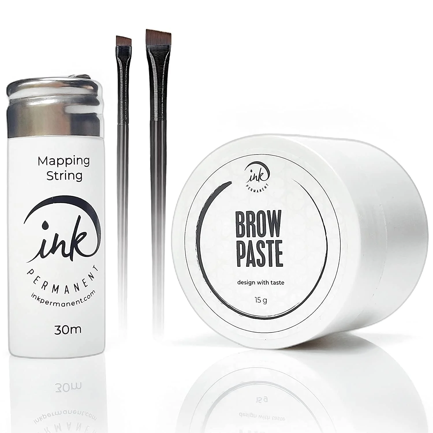 Innovative Brow Mapping Kit with White Brow Paste Large 15g Bottle White Brow Mapping String 30 m and 2 Eyebrow Brush Set for Microblading Supplies PMU Fine