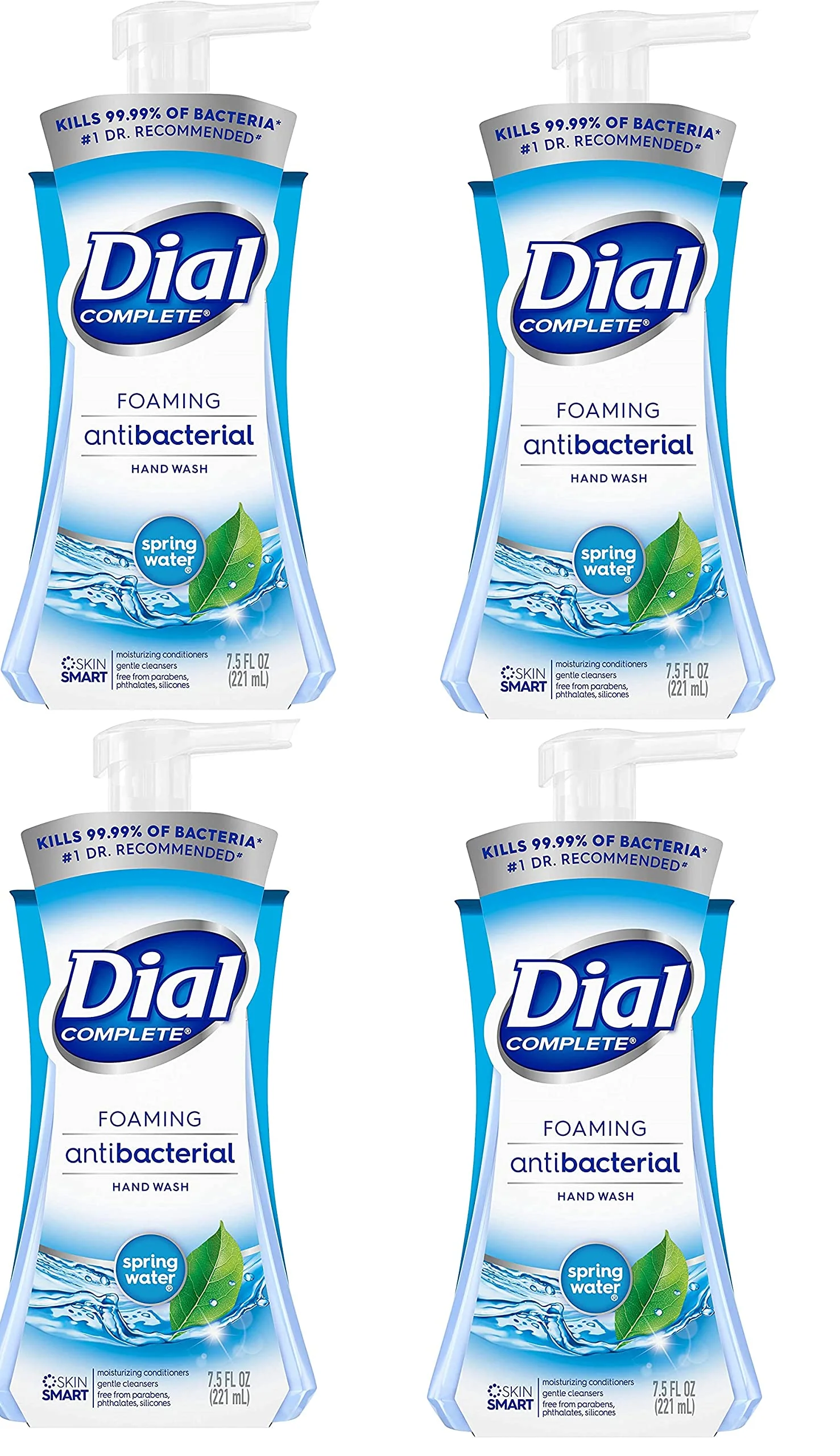 Efficient Dial Complete Foaming Antibacterial Hand Wash Spring Water 7.50 oz Pack of 4 High-Grade