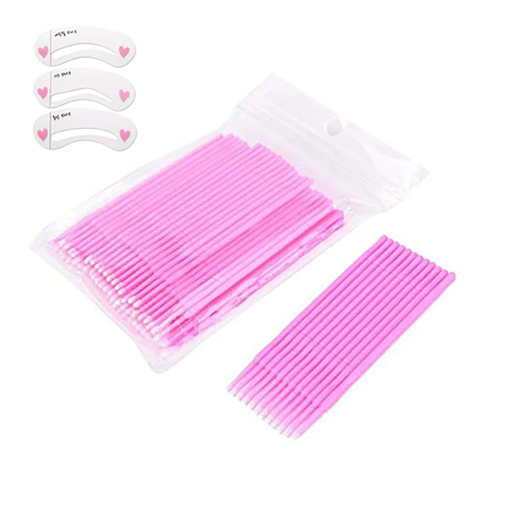 Classic Coobbar 100pcs lot Durable Micro Disposable Eyelash Extension Mascara Brush Eyelash Glue Cleaning Stick for Women Pink Premium