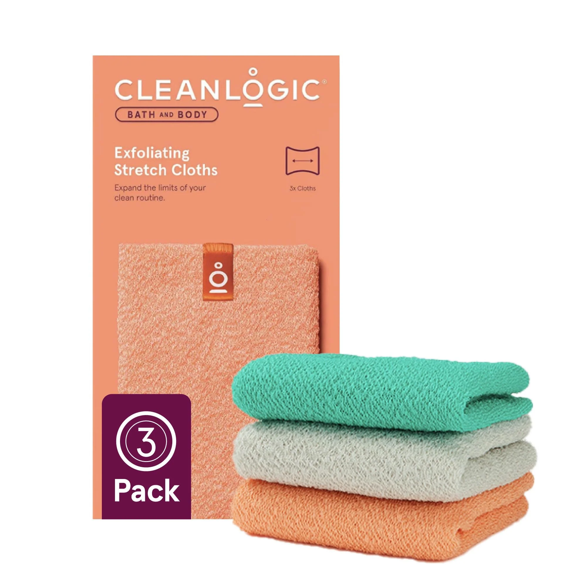 Optimized Cleanlogic Body Exfoliating Cloth Stretchy Exfoliator Bath and Shower Washcloths for Smooth and Softer Skin Reusable Daily Skincare Tool Assorted High-Quality