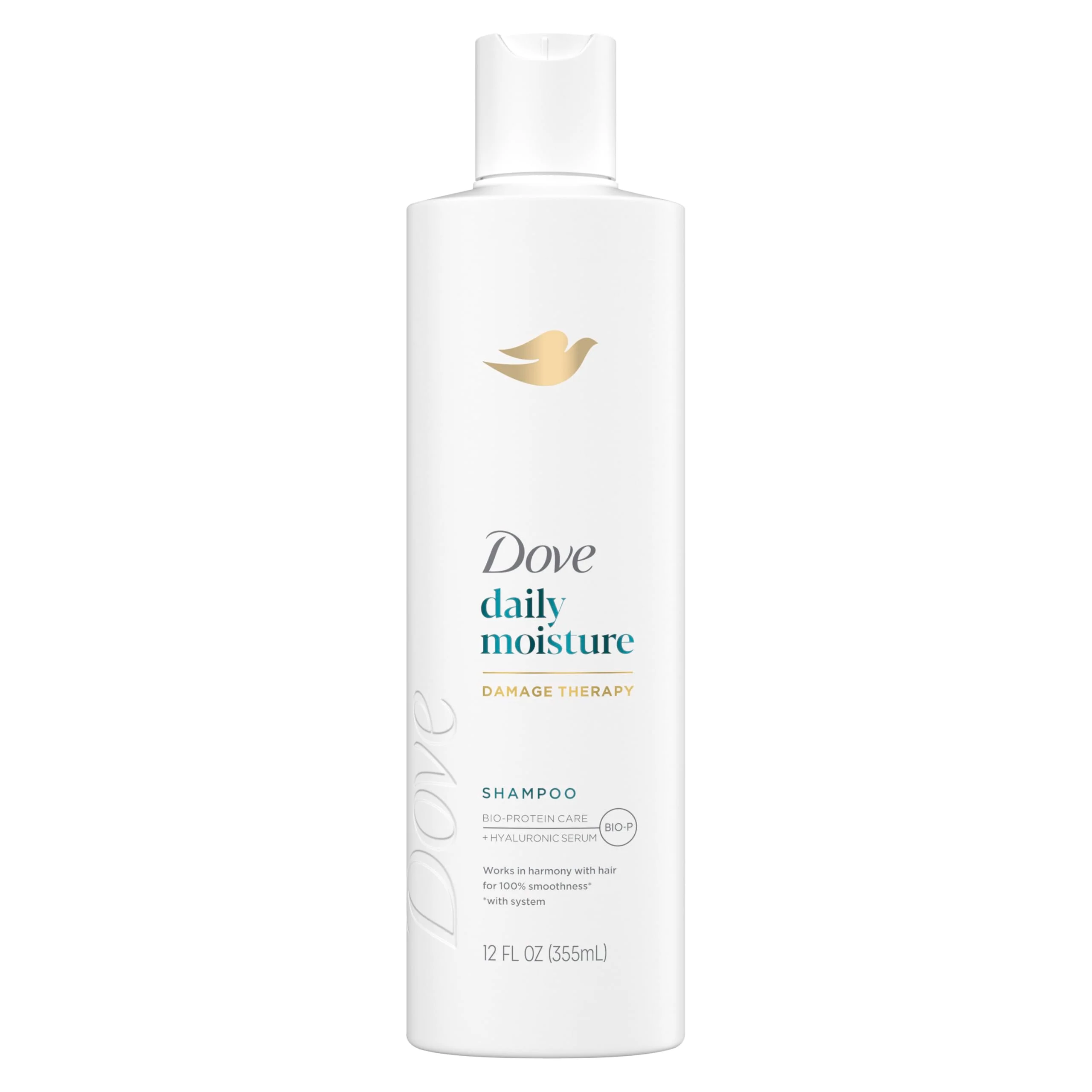 Dependable Dove Damage Therapy Shampoo Daily Moisture for Dry Hair with Bio-Protein Care Technology and Hyaluronic Serum 12 Fl Oz Next-Generation