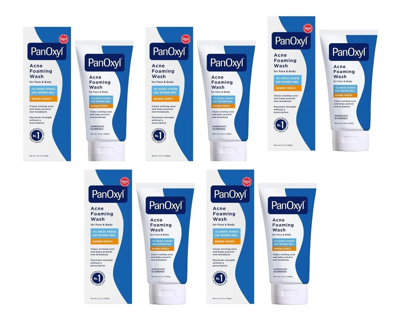 Practical PanOxyl Foaming Acne Wash Maximum Strength 5.5 oz Pack of 5 Soft