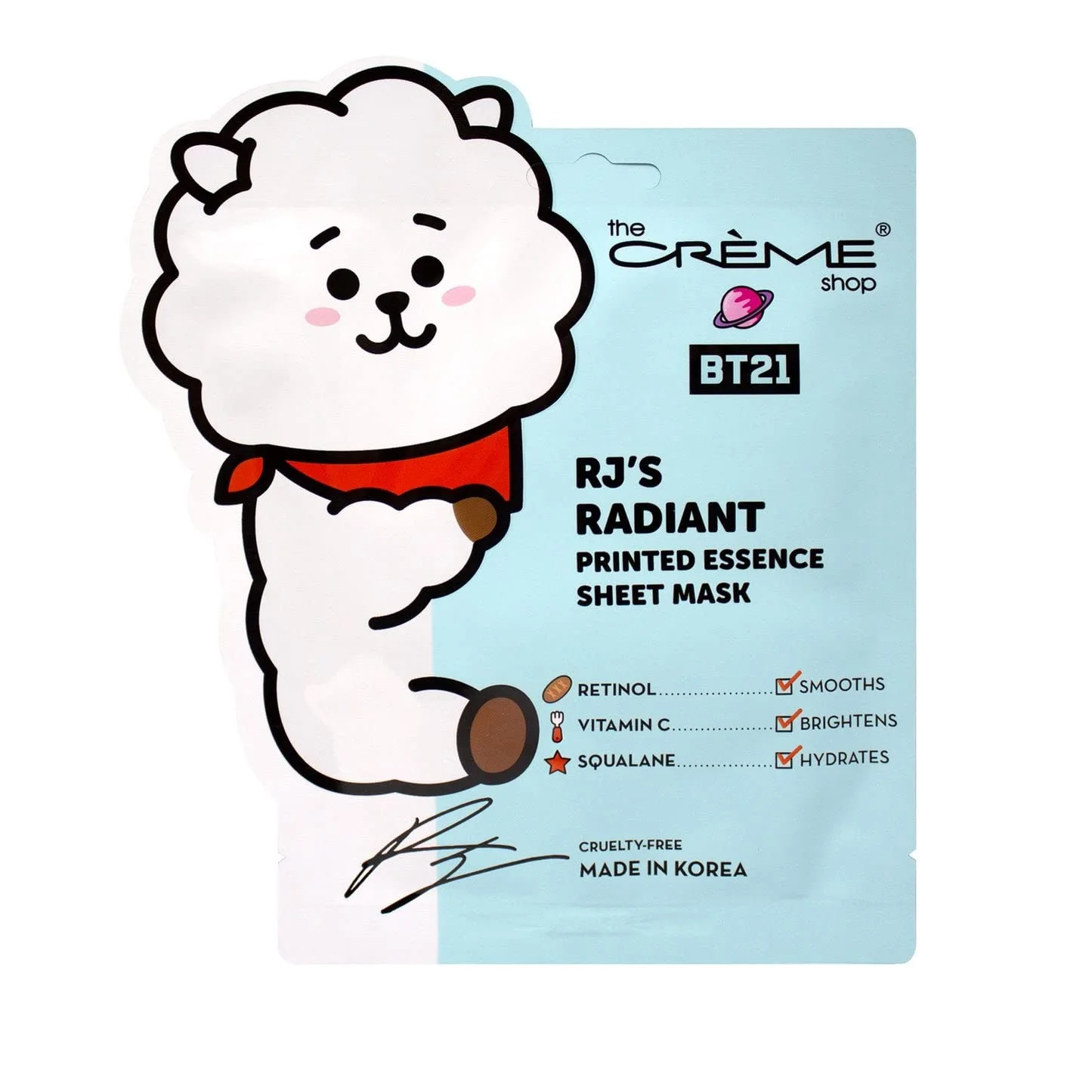 Natural RJ S RADIANT Printed Essence Sheet Mask - Infused with Retinol Vitamin C Squalane Luxury