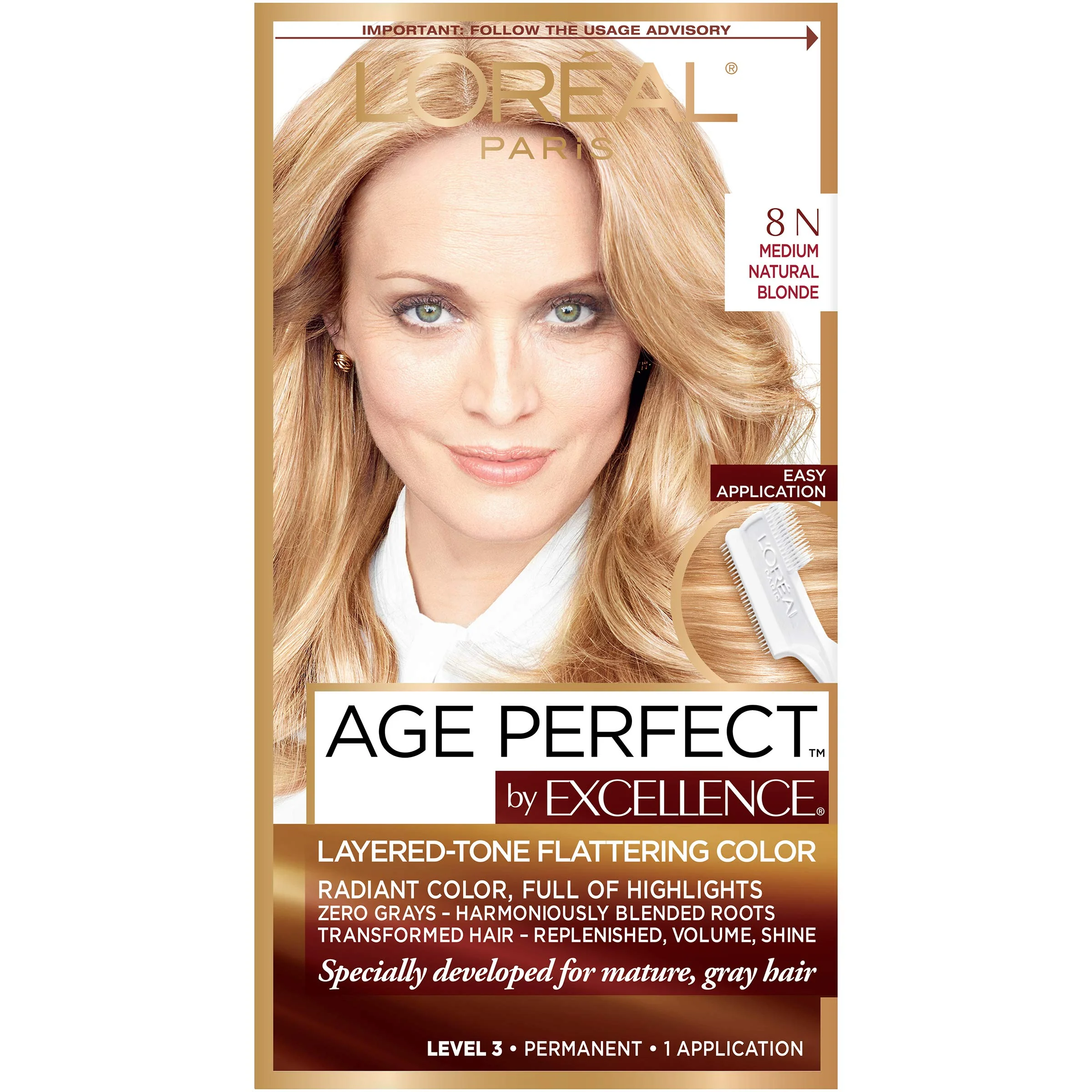 Enhanced L'O Paris Excellence Age Layered Tone Flattering Color 8N Medium Natural Blonde Set Packaging May Vary Trusted