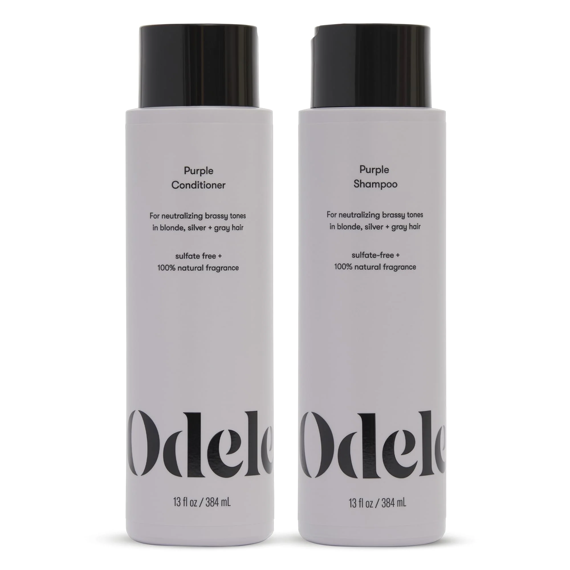 Reusable Odele Sulfate- Purple Shampoo Conditioner Set for Neutralizing Brassy Tones in Blonde Silver Gray Hair 13 Fl Oz Each 2-Pack Fine