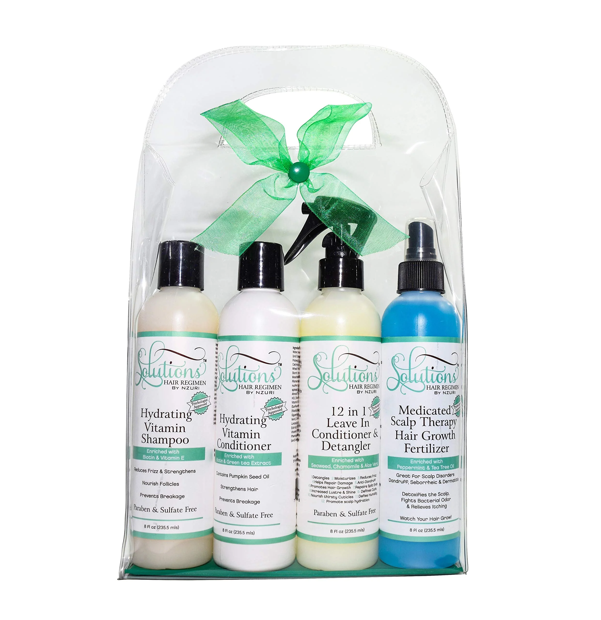 Next-Generation Nzuri Solutions Hair Regimen Hydrating Vitamin Shampoo 8oz Hydrating Vitamin Conditioner 8oz 12in1 Leave in Conditioner Detangler 8oz Medicated World-Class