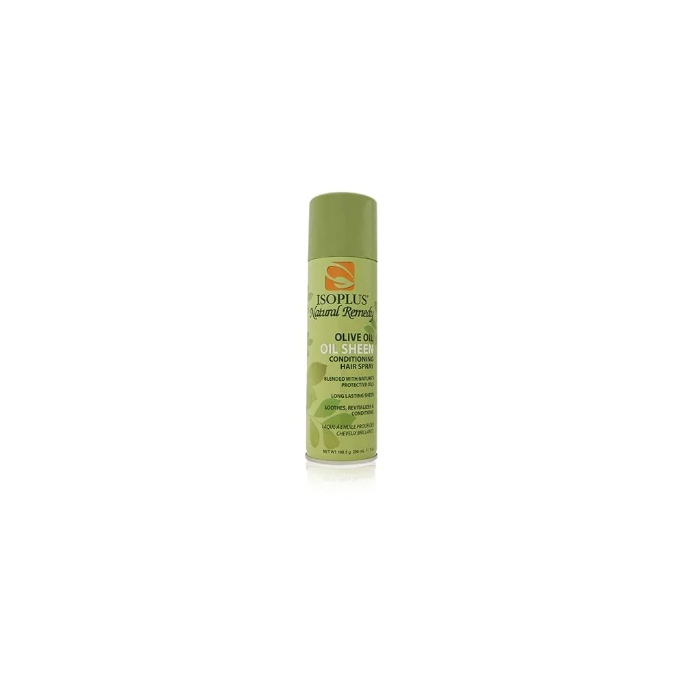 Soft Isoplus Natural Remedy Olive Oil Sheen Conditioning Hair Spray 7 Oz Pack of 2 Authentic