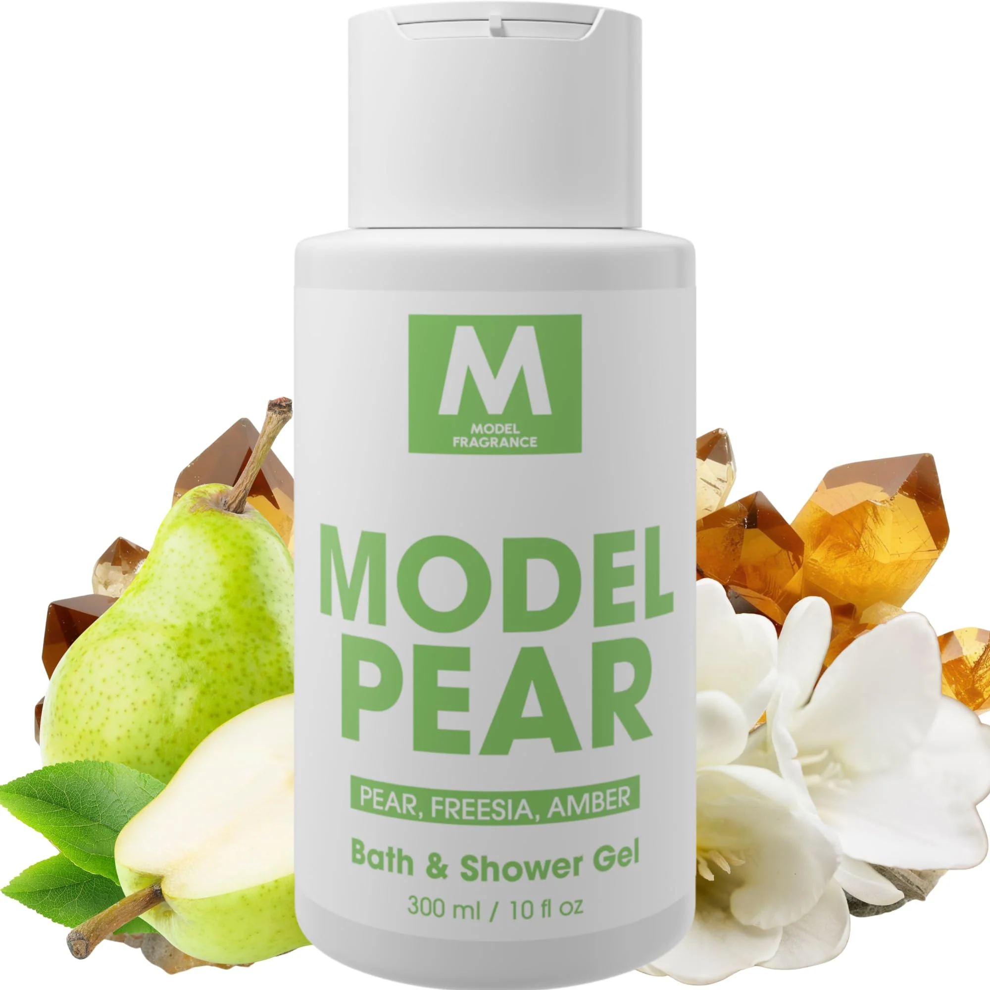 Recyclable MODELFRAGRANCE Model Pear Gourmand Body Gel Pear Amber and sia Scented Hydrating Nourishing and Refreshing Shower Gel Scented Spa Responsible