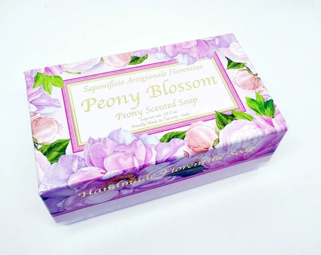 Pure Saponificio Artigianale Fiorentino Peony Blossom Soap 300gr 10.5 oz - Made in Italy Expertly Made