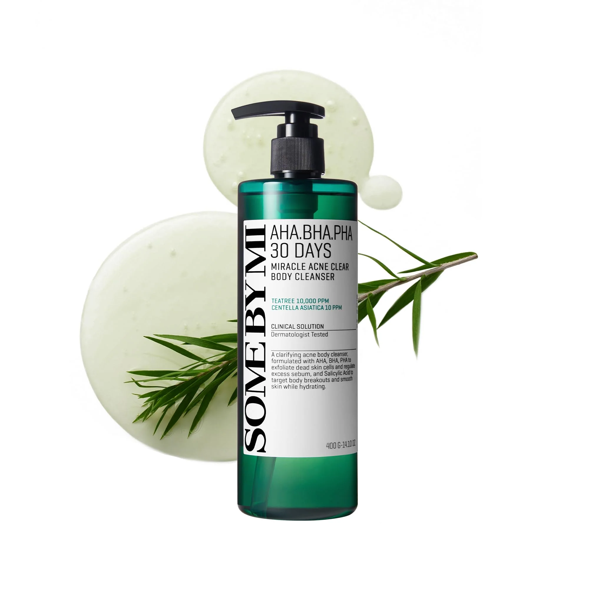 SOME BY MI AHA BHA PHA 30 Days Acne Clear Body Cleanser 13.5oz - Salicylic Acid Tea Tree Acne Body Wash - Deep Cleansing Sulfate Paraben Enhanced