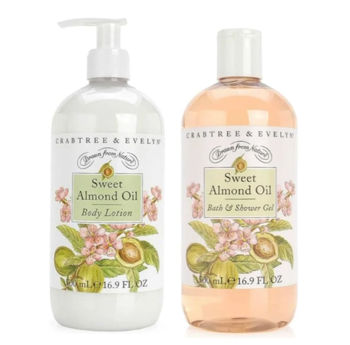 Exclusive Crabtree Evelyn Sweet Almond Oil Bath and Shower Gel Body Lotion 16.9 fl oz each Innovative