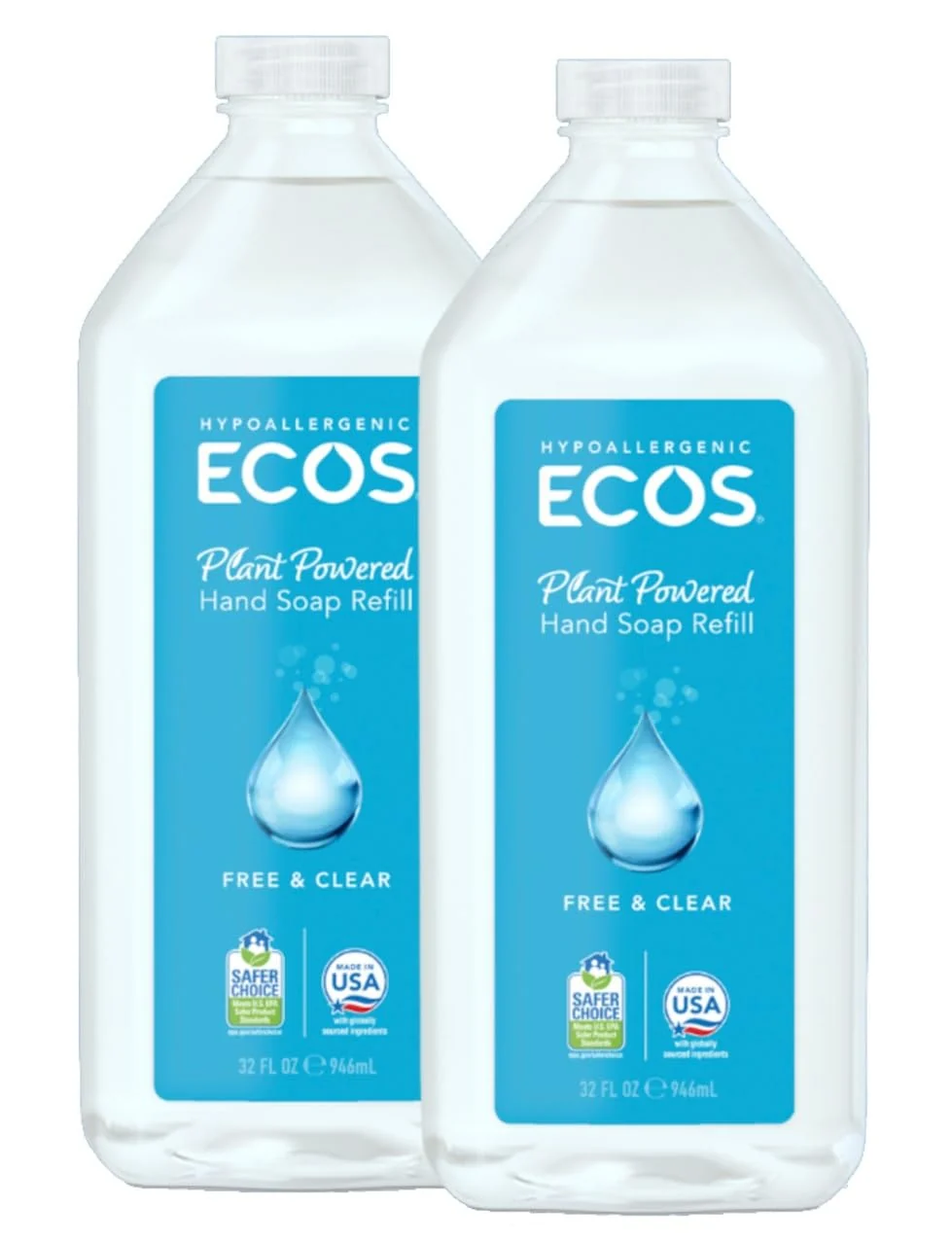 Contemporary ECOS Supercharged Squeaky Clean Clear Refill Hand Soap 2 Pack Emphasizes both cleaning power friendliness Luxury