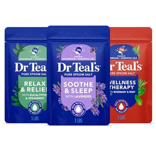 Traditional Dr Teal's Epsom Salt Magnesium Soak Lavender Eucalyptus Wellness Trio 3 lbs Pack of 3 Outstanding