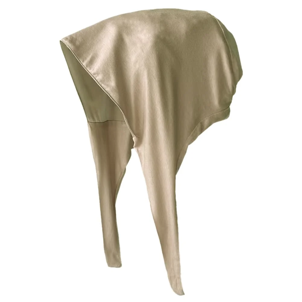 Genuine Belsen Satin Bonnet Silk Bonnet Sleep Cap Satin Lined Slouchy Beanie Night Sleeping Hat Adjustable for Curly Hair Khaki Casual