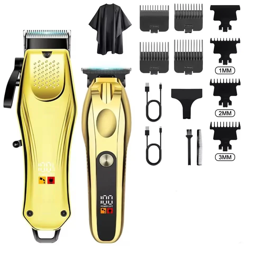Artisan Professional Hair Clippers Set for Men Electric Cordless Trimmer with LED Digital Display and 7 Guide Combs Barber-Grade Cutting Machine Stainless Smart