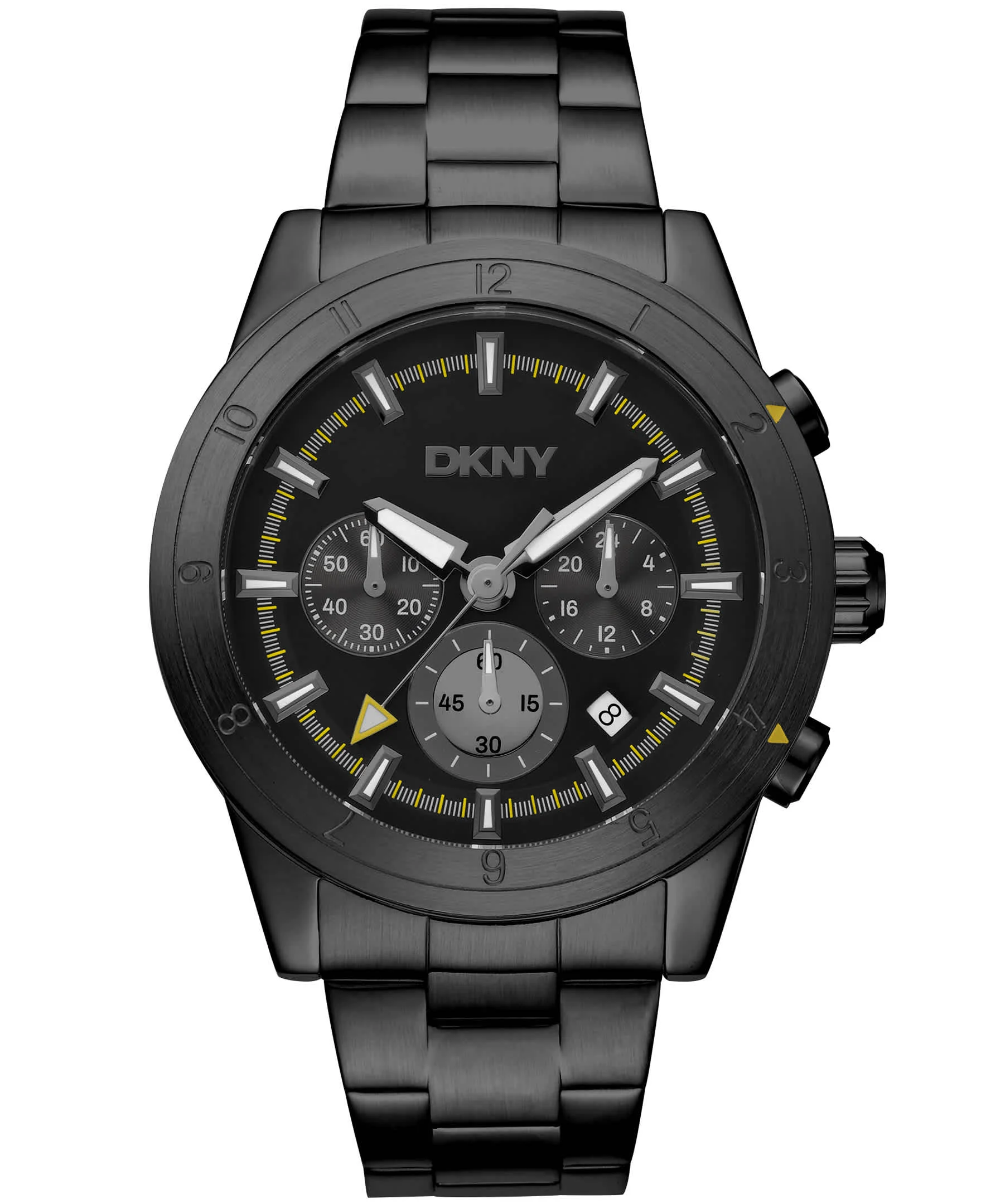Clean Dkny Men Watch Black Color Case Black Dial Black Color Metal Bracelet Chronograph 10 Atm World-Class