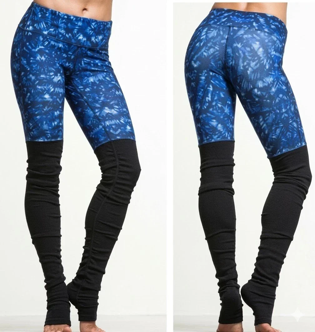 Exceptional Alo Yoga Goddess Ribbed Kaleidoscope High Waist Women's Leggings — Blue Black Durable