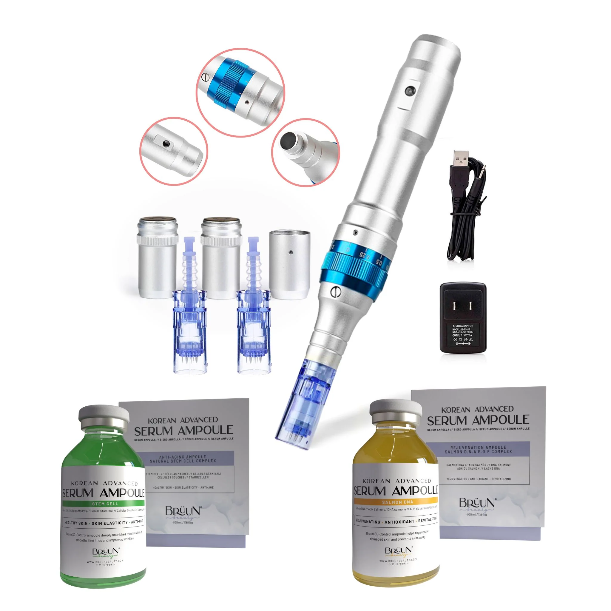 Smart Dr. Pen A6 Microneedling Kit with Stem Cell Salmon DNA Serums BRÜUN Salmon DNA PDRN Complex SerumPDRN COMPLEX SALMON DNA FORMULADESIGNED FOR MICRONEEDLING SKINCAREMULTIPLE USES FROM A 35 ML AMPOULEMADE IN SOUTH KOREAWHY CHOOSE BRÜUN SALMON DNA PDRN COMPLEX SERUM WHAT'S INCLUDEDHOW TO STOREADVANCED KOREAN PDRN SKINCARE Enhanced