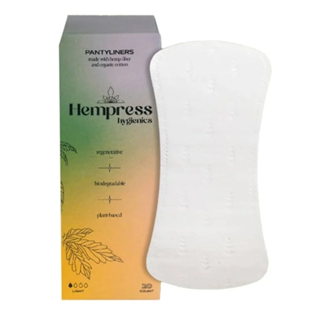 Healthy Hempress Hygienics Hemp Panty Liners Plant Based Made with Hemp Fiber and Organic Cotton 20Ea Trendy