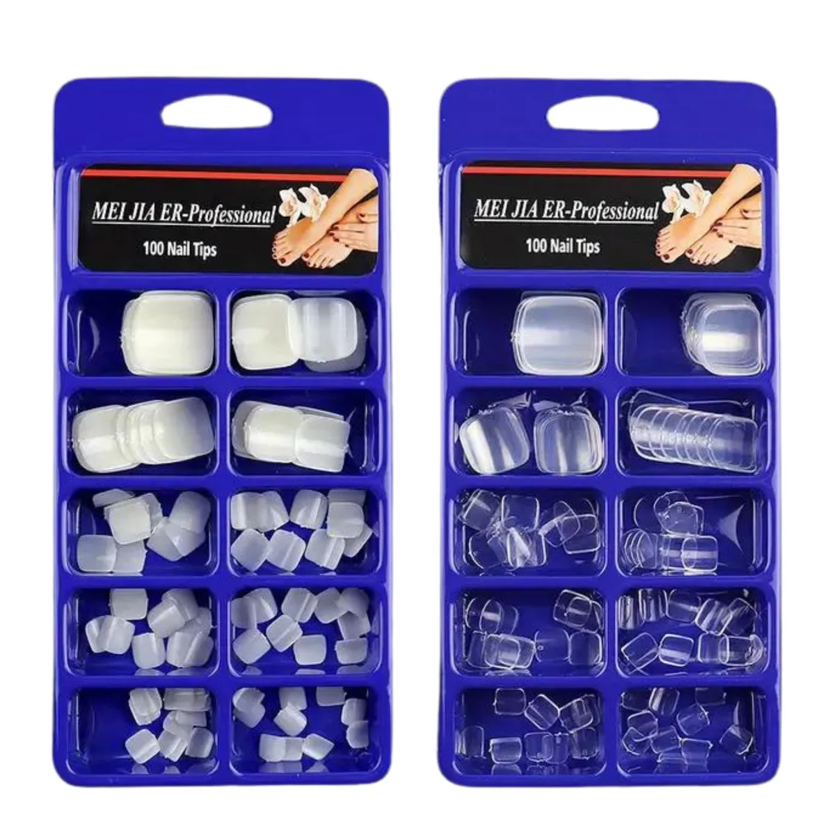 Fashionable 100 Pcs Short Artificial Tips For Pedicure With Box 10 Sizes Classic