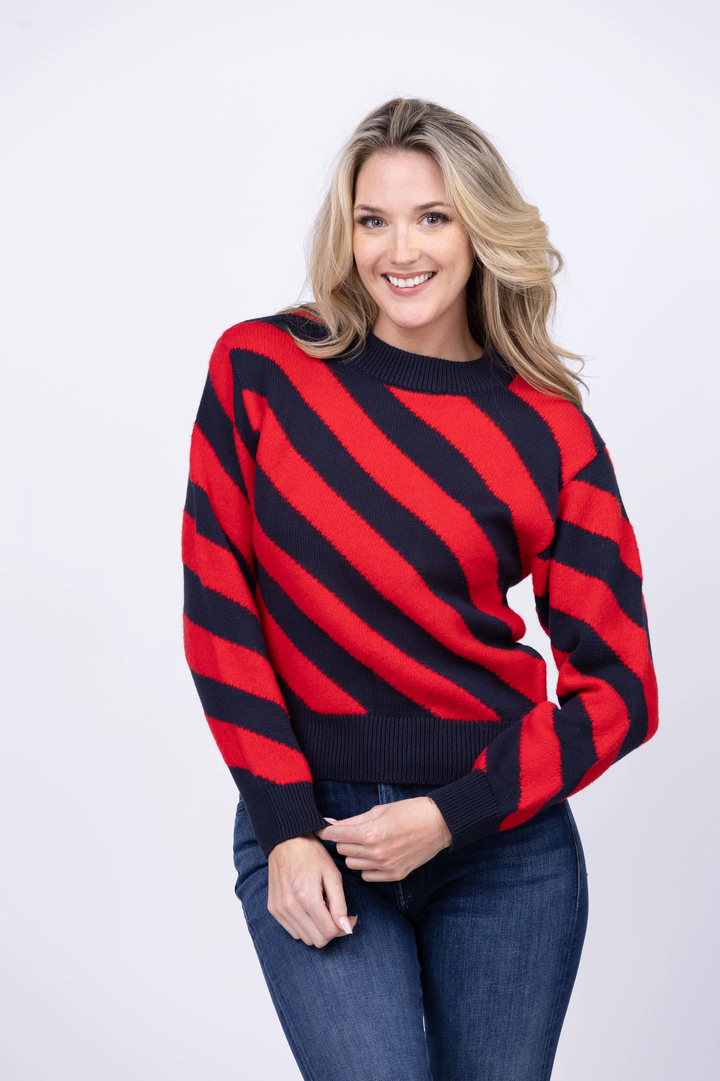Certified Nation Ltd Fabienne Stripe Sweater in Red Shoes Regatta Stripe Recyclable
