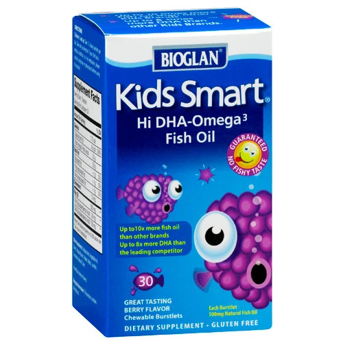 User-Friendly Bioglan Kids Smart Hi Dha-Omega 3 Fish Oil 500 Mg Chewable Capsules Berry Falvor 30 Ea Genuine