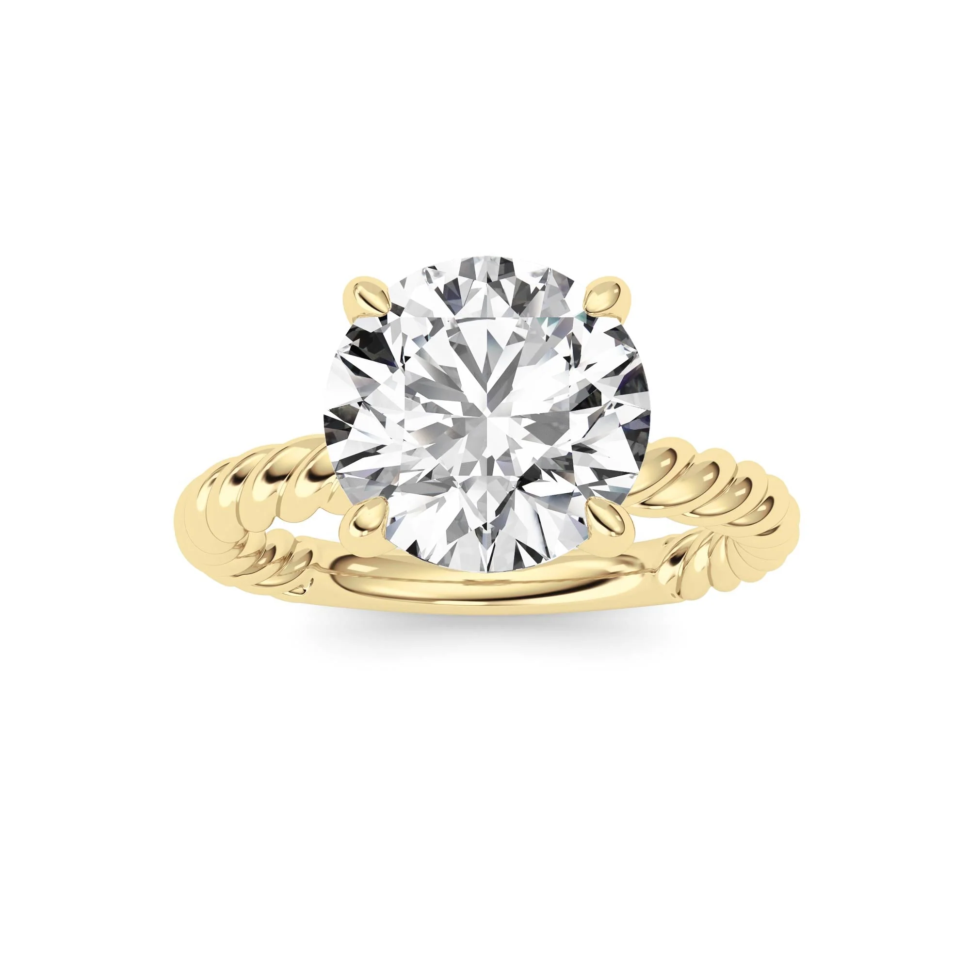 Quality Round Lab Grown Diamond F Ring in 14K Gold Recyclable