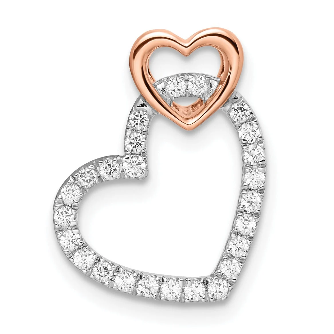 Responsible 14k Gold Lab Grown Diamond Double Heart Chain Slide Pendant High-End