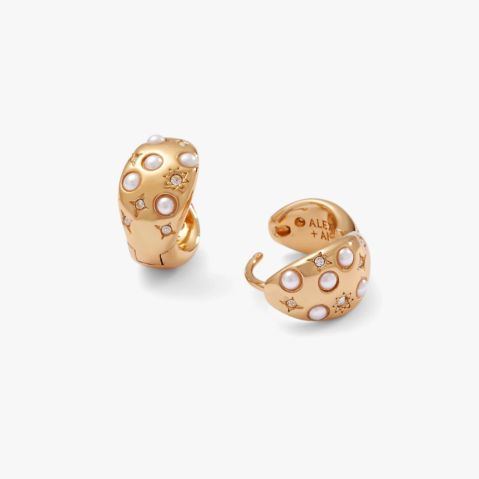 Specialty Pearl and Crystal Huggie Hoop Earrings Reusable