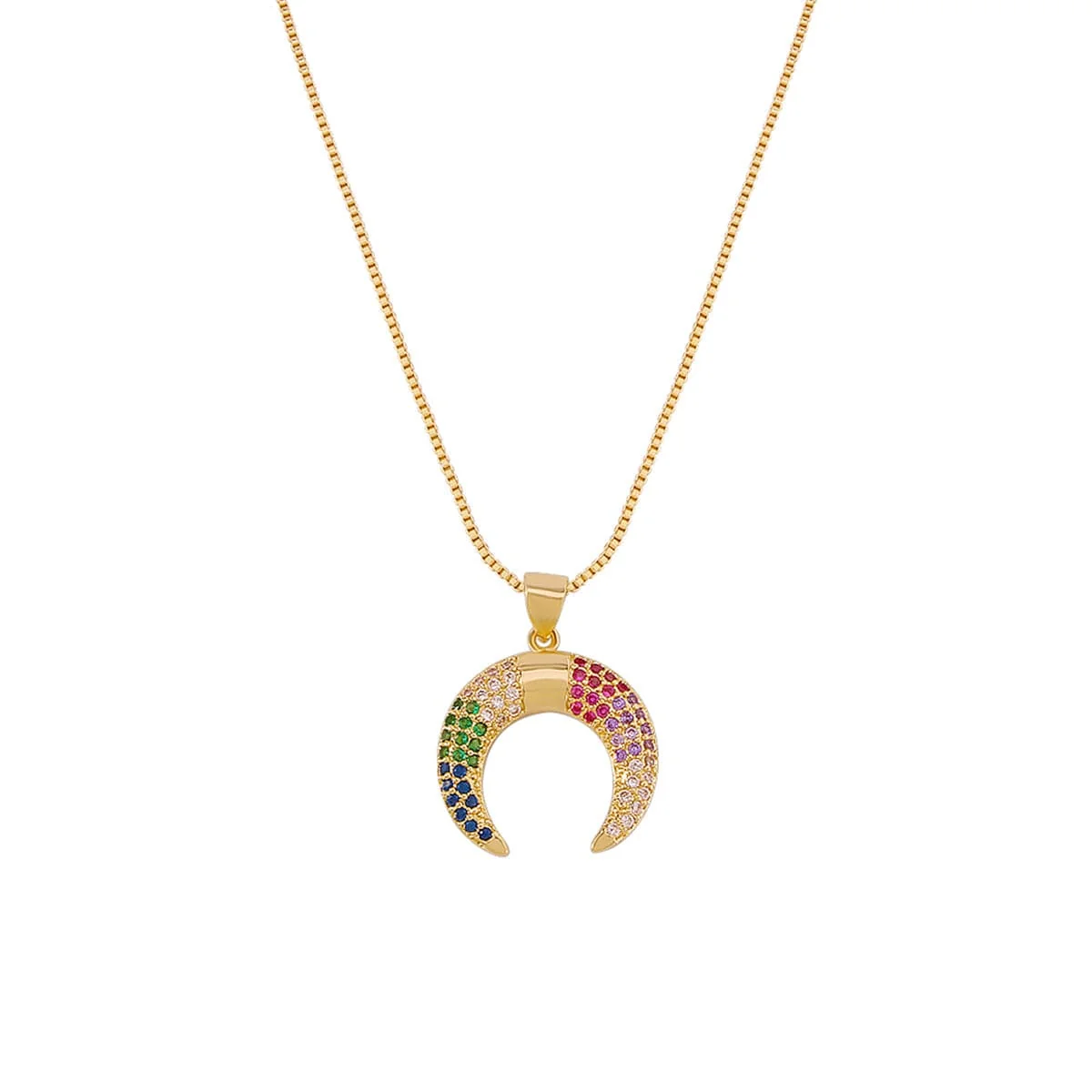 Responsible Multicolor Cubic Zirconia Goldtone Crescent Moon Pendant Necklace Advanced