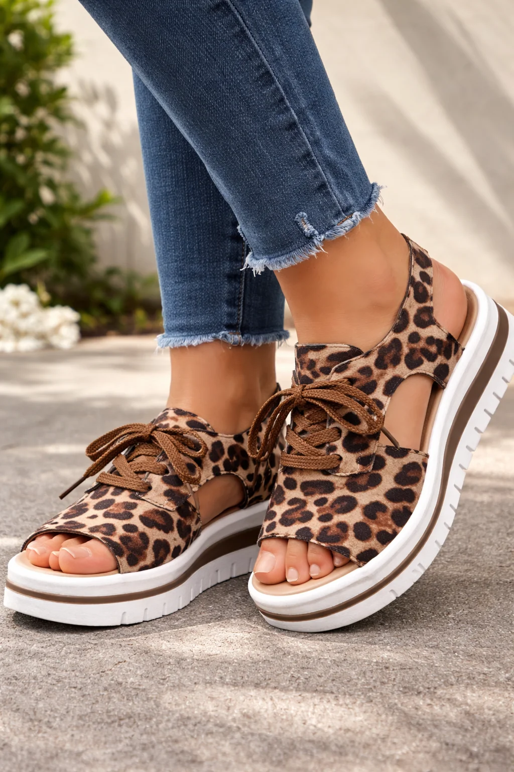 Responsible Threaded Pear Malani Lace Up Wedge Sandals Comfortable