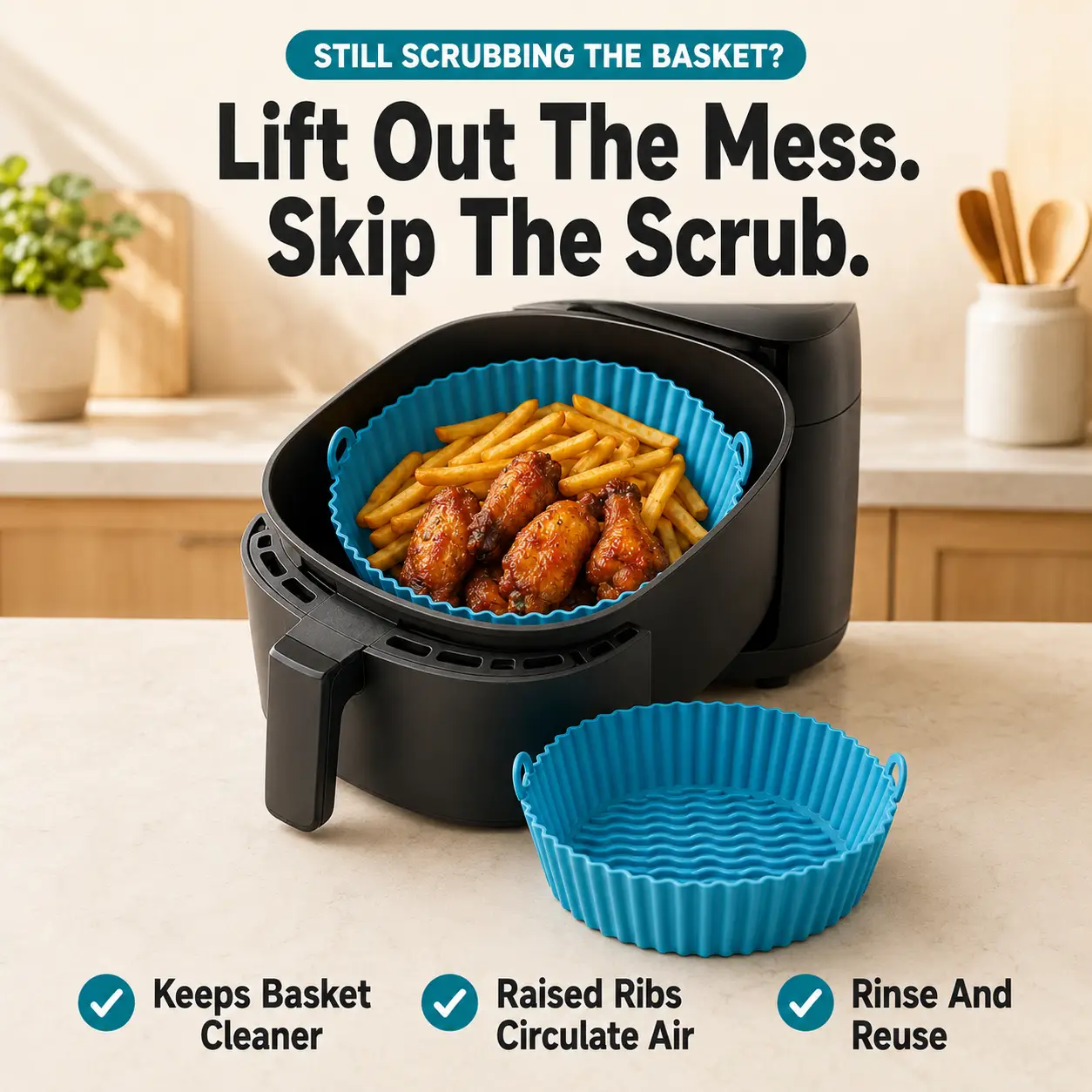 Artisan （2-Pack）Reusable Silicone Air Fryer Liners 2-Pack - Nonstick Tray The Air Fryer Basket You Stop Scrubbing Fine