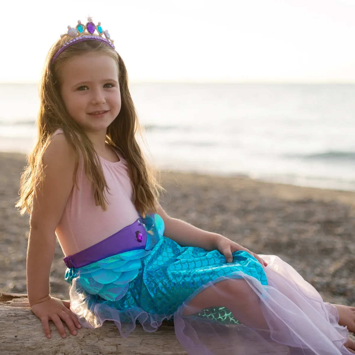 Trusted Mermaid Glimmer Skirt Set with Headband Lilac Durable