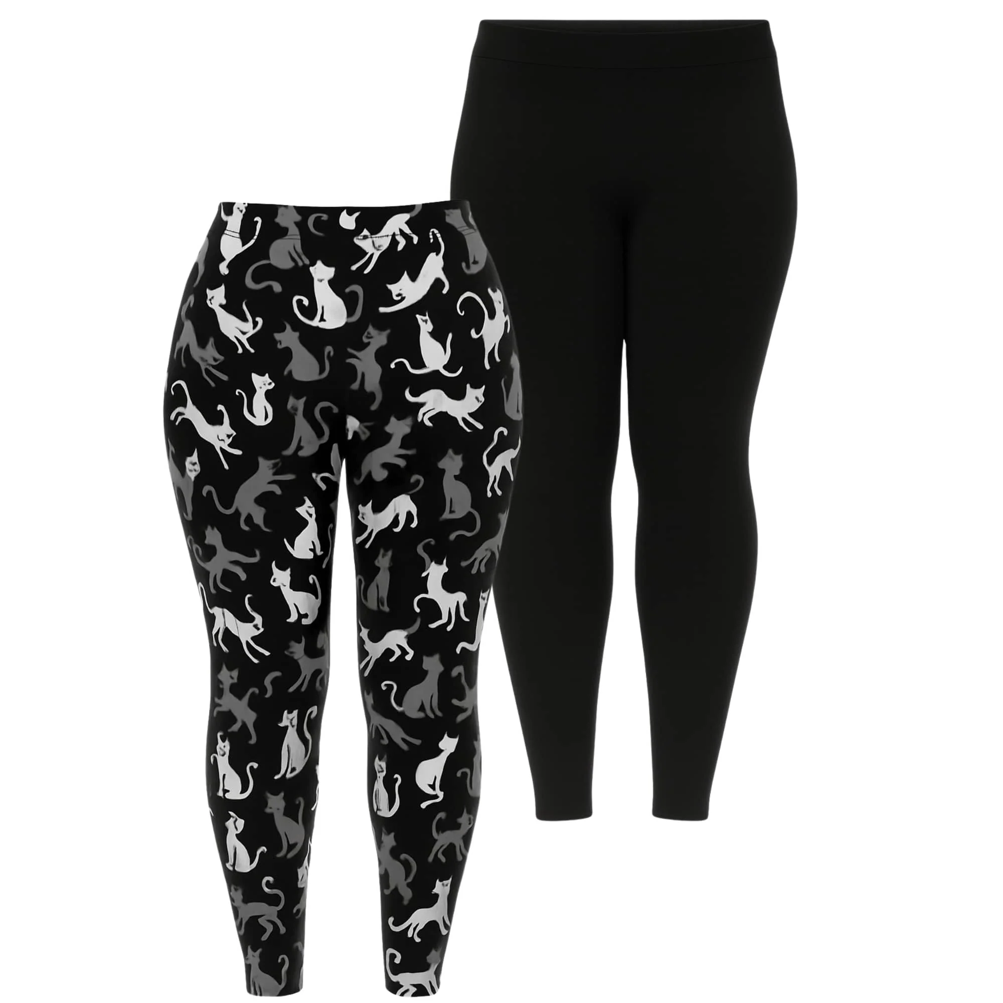 High-Quality White Mark Plus Size Halloween Cat Leggings 2-Pack Luxury