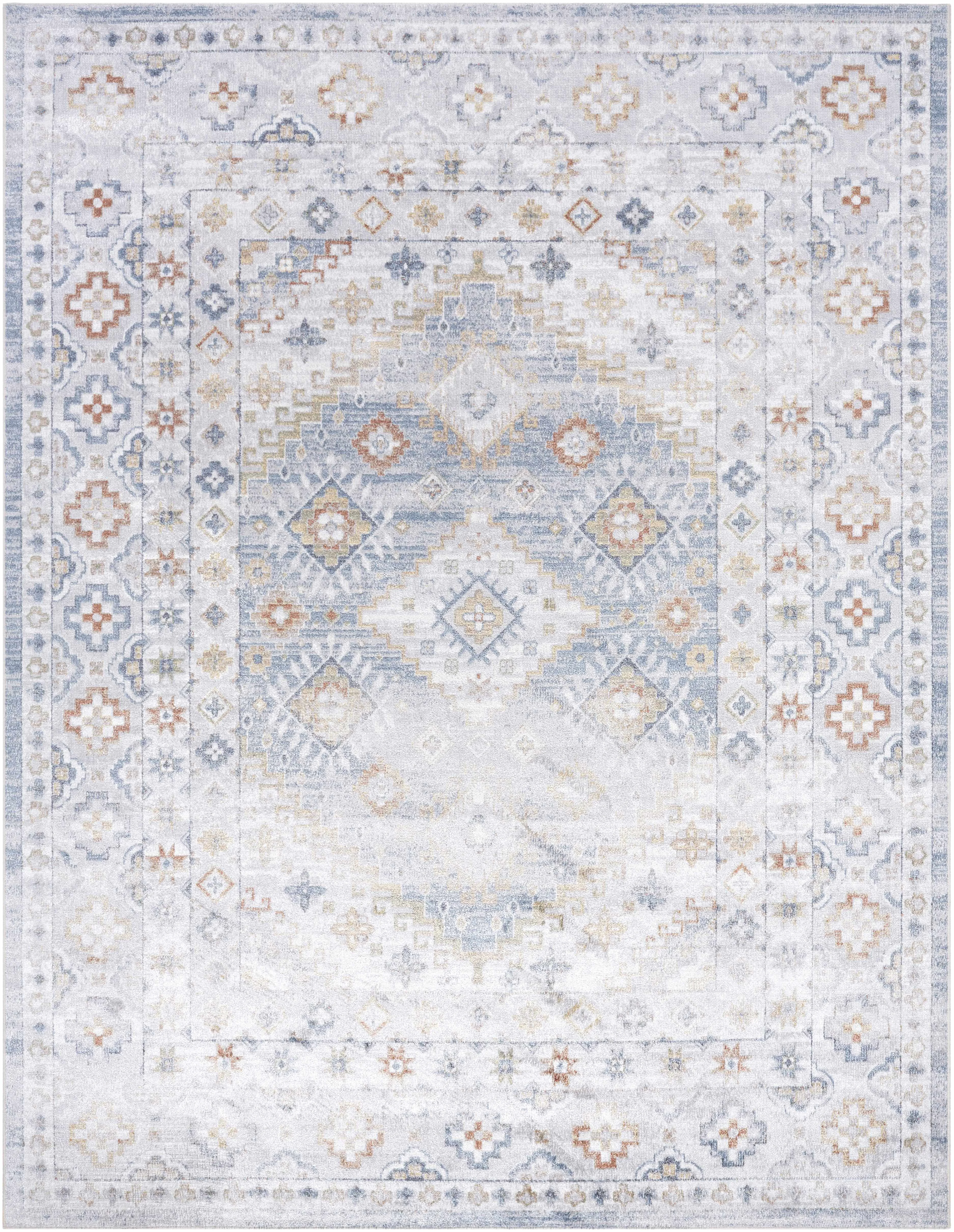 Authentic Agaton Blue Washable Area Rug Breathable
